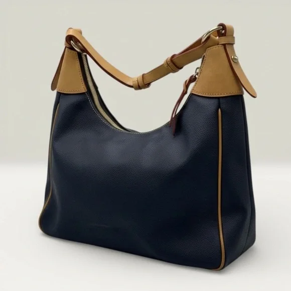Dooney Bourke Navy Blue Pebble Grain Rebecca Hobo Bag - Picture 3 of 14